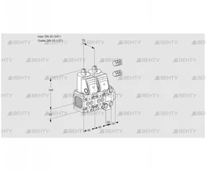 VCS1E20R/15R05FNNVWR3/PPPP/PPPP (88101753) Сдвоенный газовый клапан Kromschroder