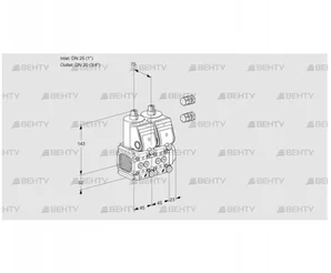 VCS1E25R/20R05FNNWR3/PPPP/PPPP (88101370) Сдвоенный газовый клапан Kromschroder