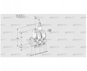 VCS1E25R/25R05NLWR/PPPP/PPPP (88100300) Сдвоенный газовый клапан Kromschroder