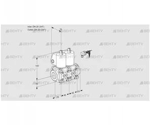 VCS1E20R/20R05NNWL/PPPP/PPPP (88100921) Сдвоенный газовый клапан Kromschroder