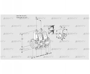 VCS1E15R/15R05NNVWR6/PPPP/BYPP (88103842) Сдвоенный газовый клапан Kromschroder